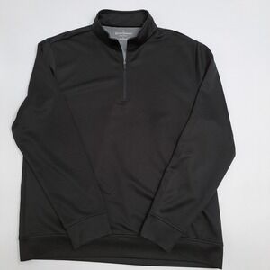 Hickey Freeman Quarter Zip Pullover Mens Large Black Polyester Spandex Stretch